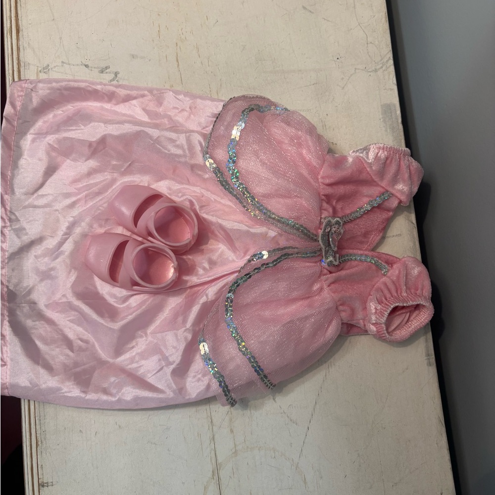Pink Dress with Sequin Details and Matching Shoes For American Girl Doll